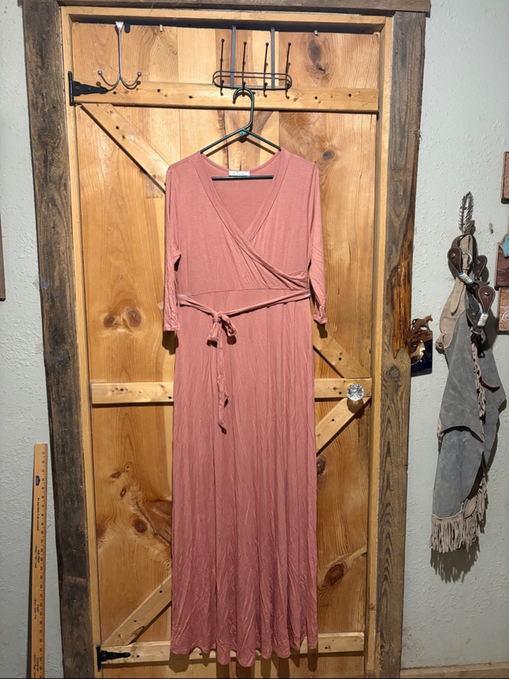 My Bump Maternity Maxi Wrap Dress in Dusty Rose